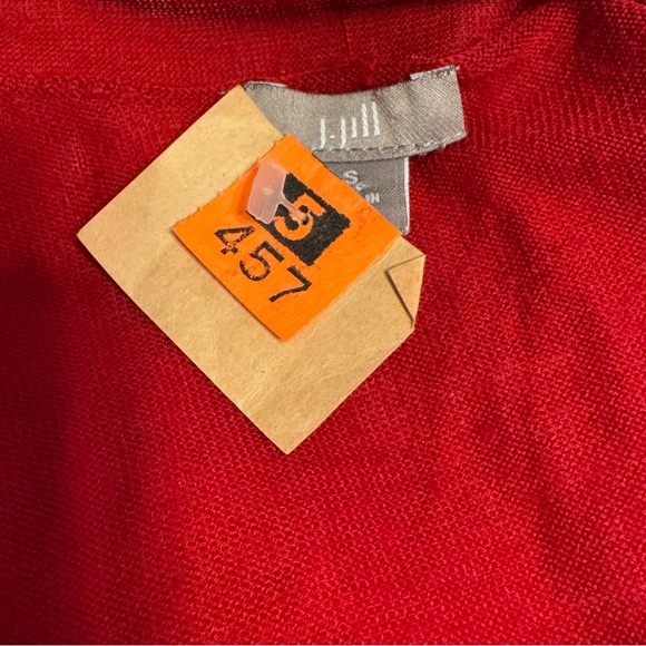 J.Jill women’s drape merino wool red open cardigan Size small great for holidays - Picture 4 of 5